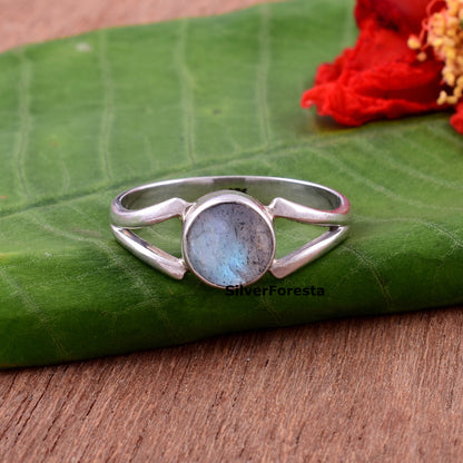 Vintage Labradorite Ring in Solid 925 Sterling Silver