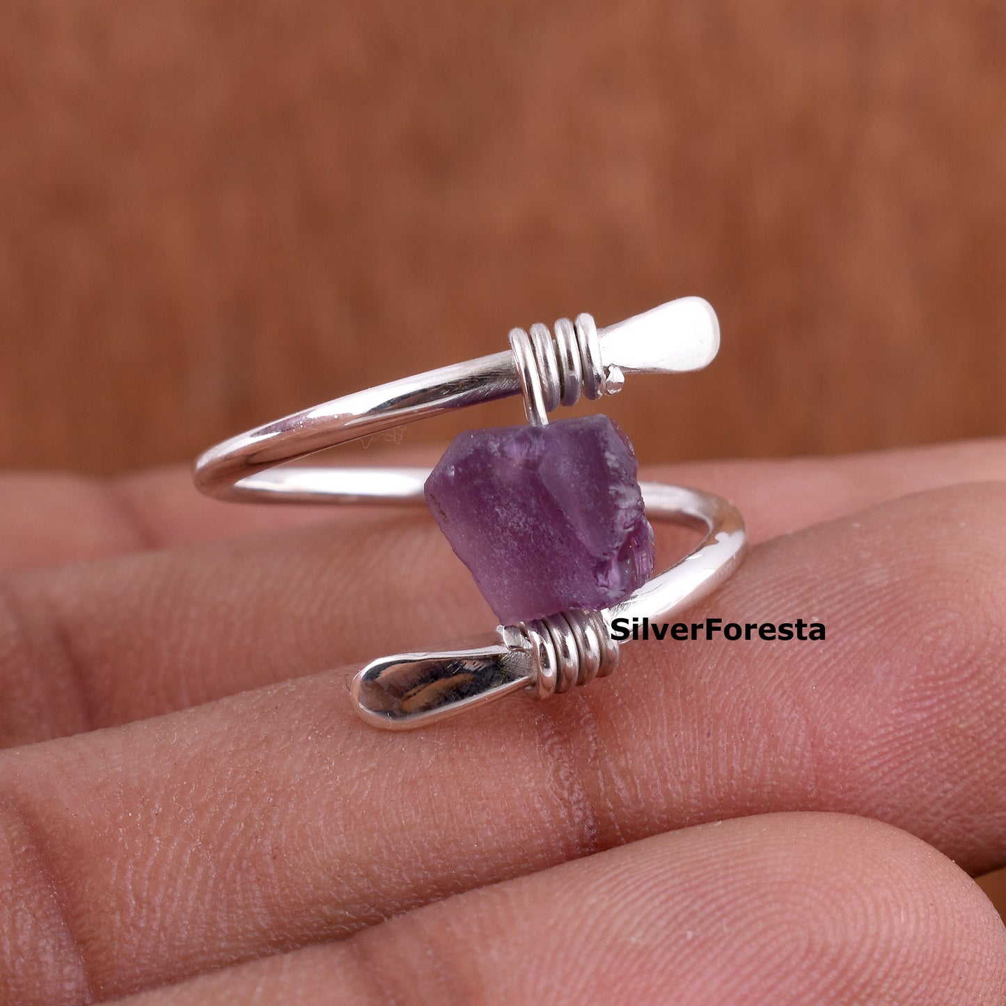 Handcrafted Raw Ruby Gemstone Ring – Sterling Silver Wire Wrap