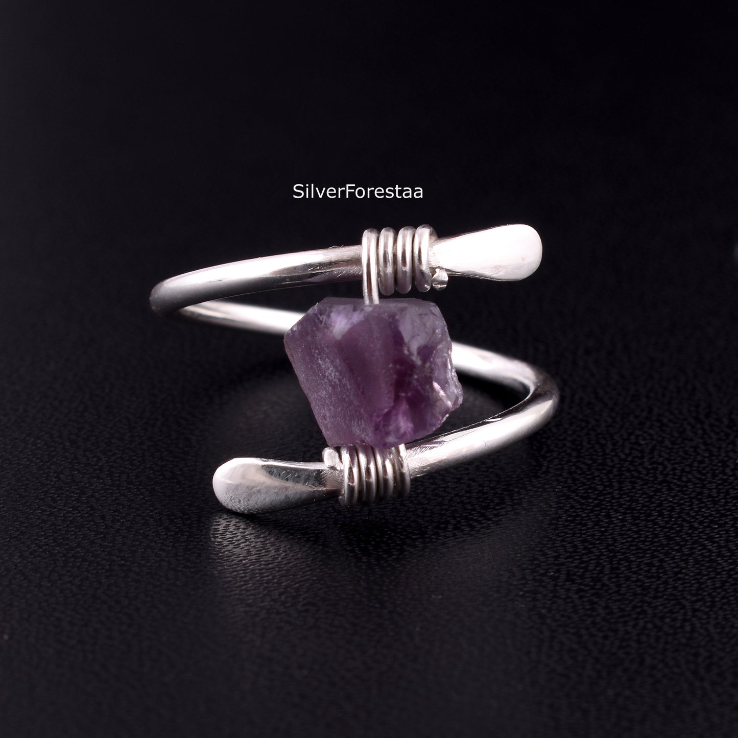 Rough Amethyst Wired Ring - SilverForestaa