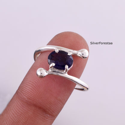 Natural Blue Sapphire Ring 925 Sterling Silver Jewelry