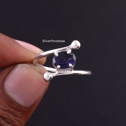 Natural Blue Sapphire Ring 925 Sterling Silver Jewelry