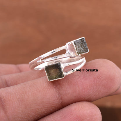 Handcrafted Moldavite Silver Ring - SILVERFORESTAA