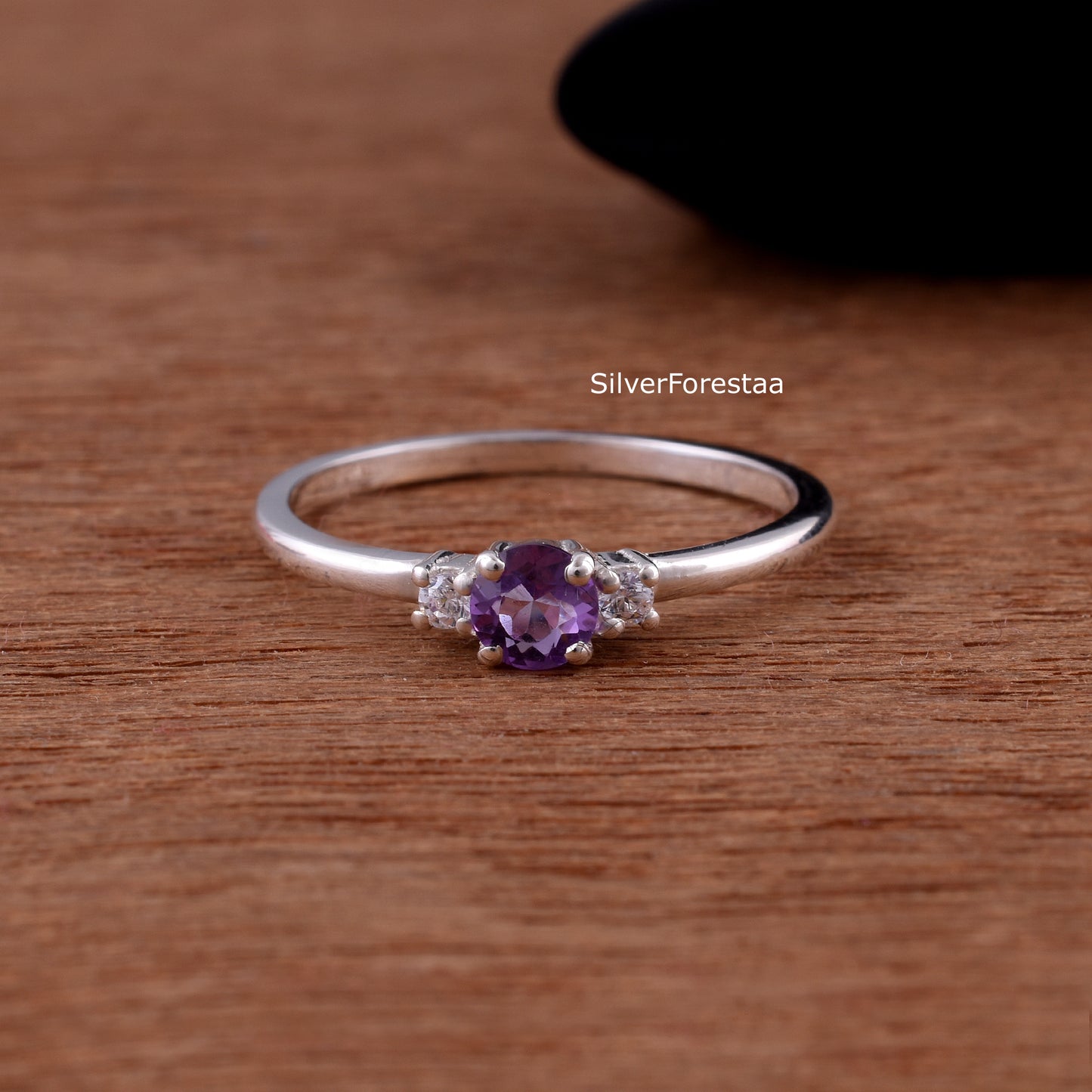 Amethyst Gemstone Sterling Silver Ring - SilverForestaa