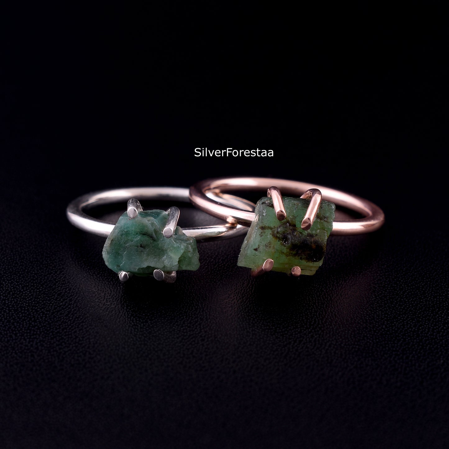 Rough Emerald Ring – Handmade Sterling Silver Birthstone Ring