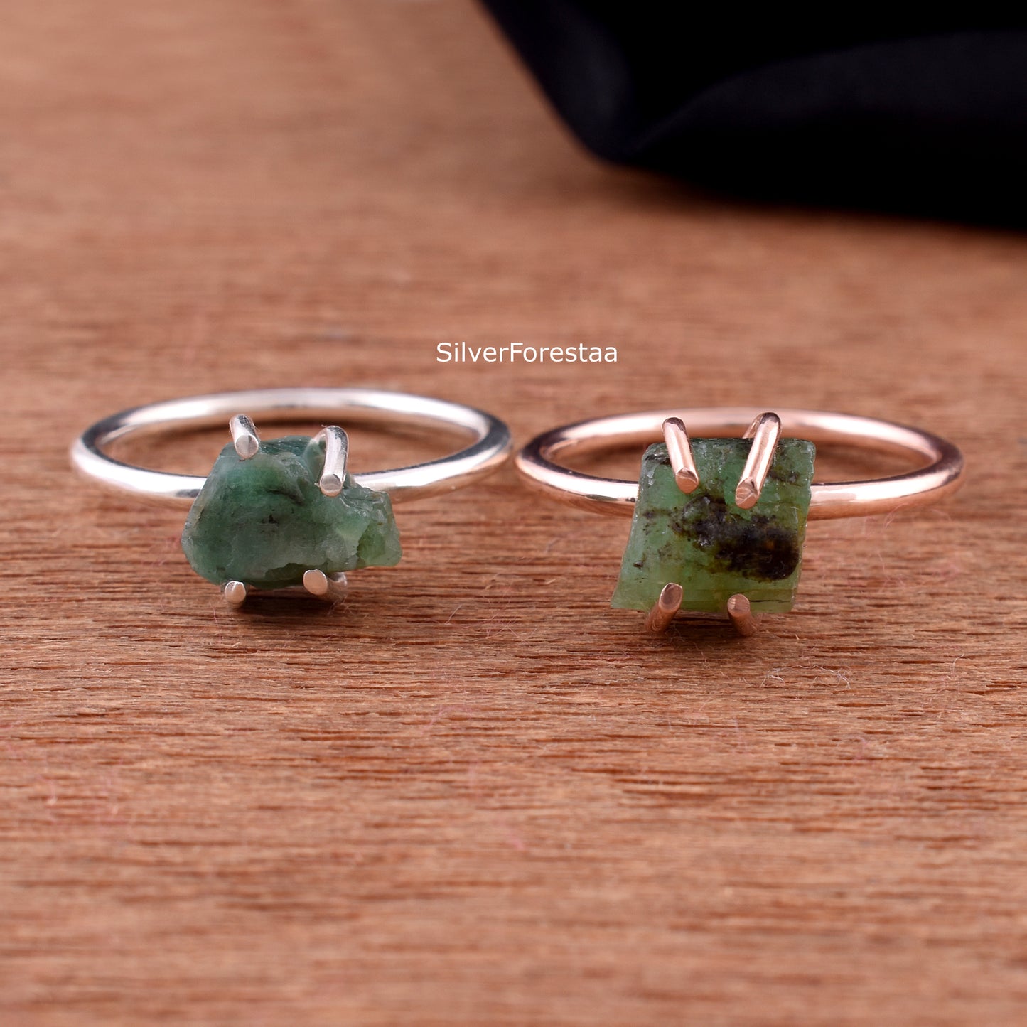 Rough Emerald Ring – Handmade Sterling Silver Birthstone Ring