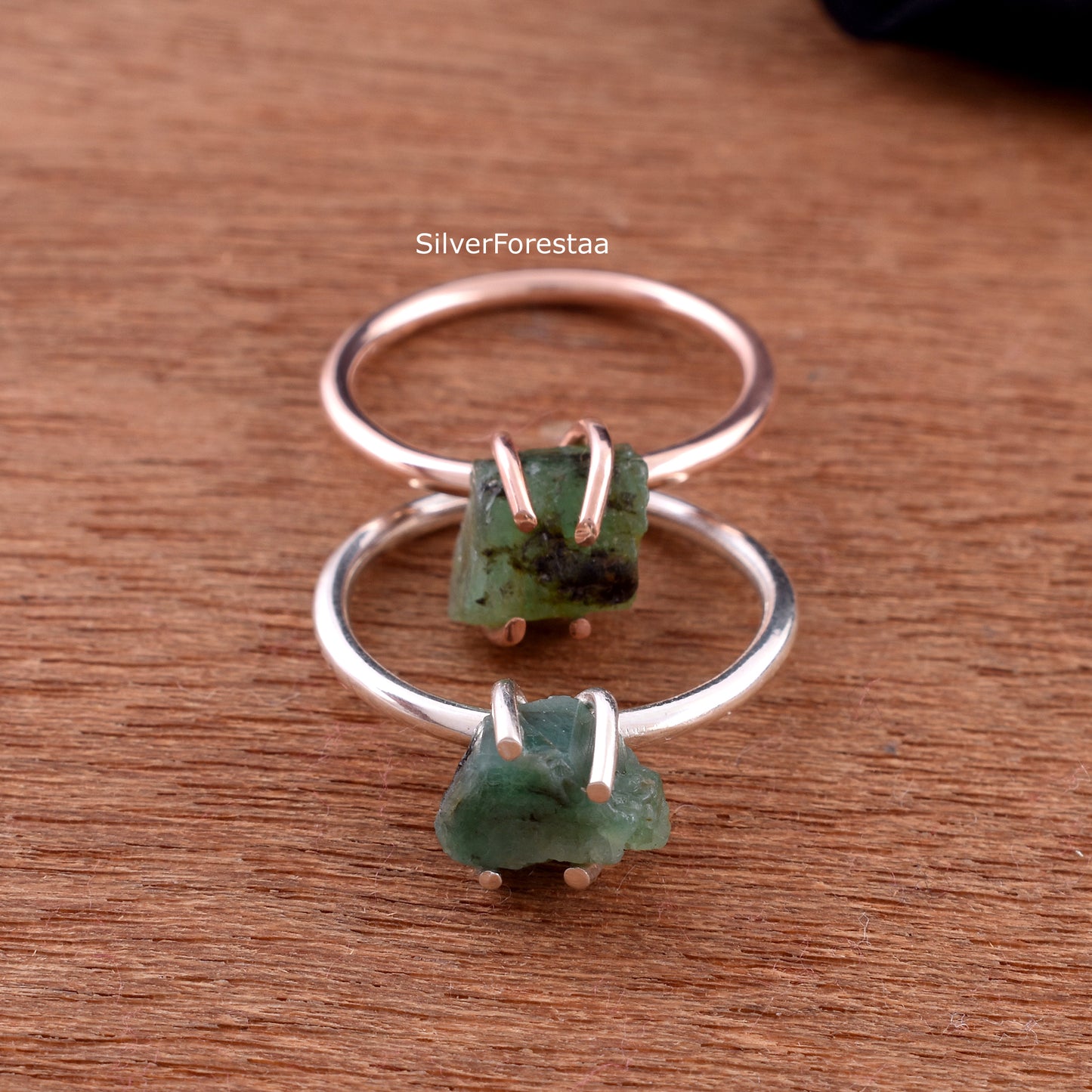 Rough Emerald Ring – Handmade Sterling Silver Birthstone Ring