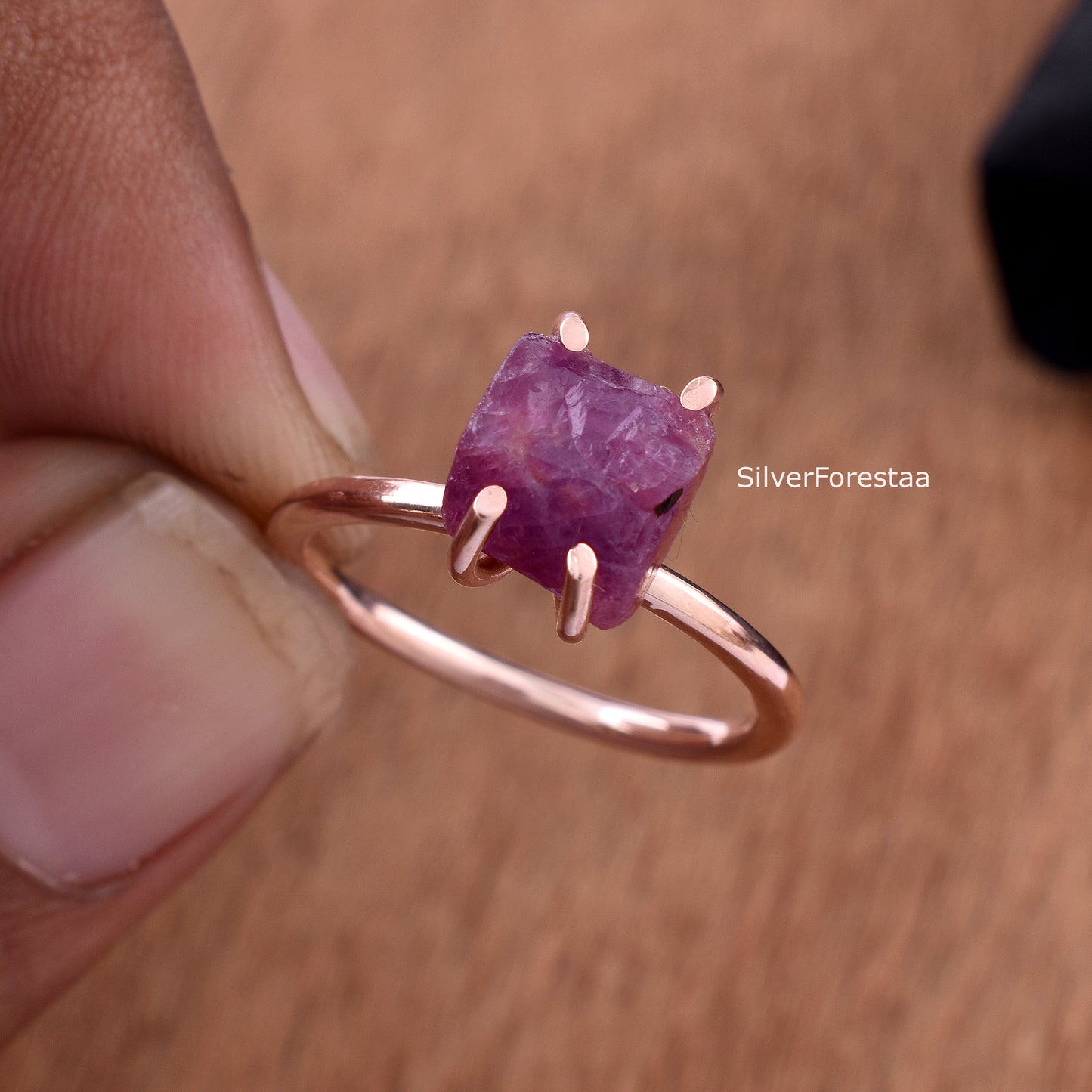 Raw Ruby Ring – Natural Gemstone 925 Sterling Silver Ring