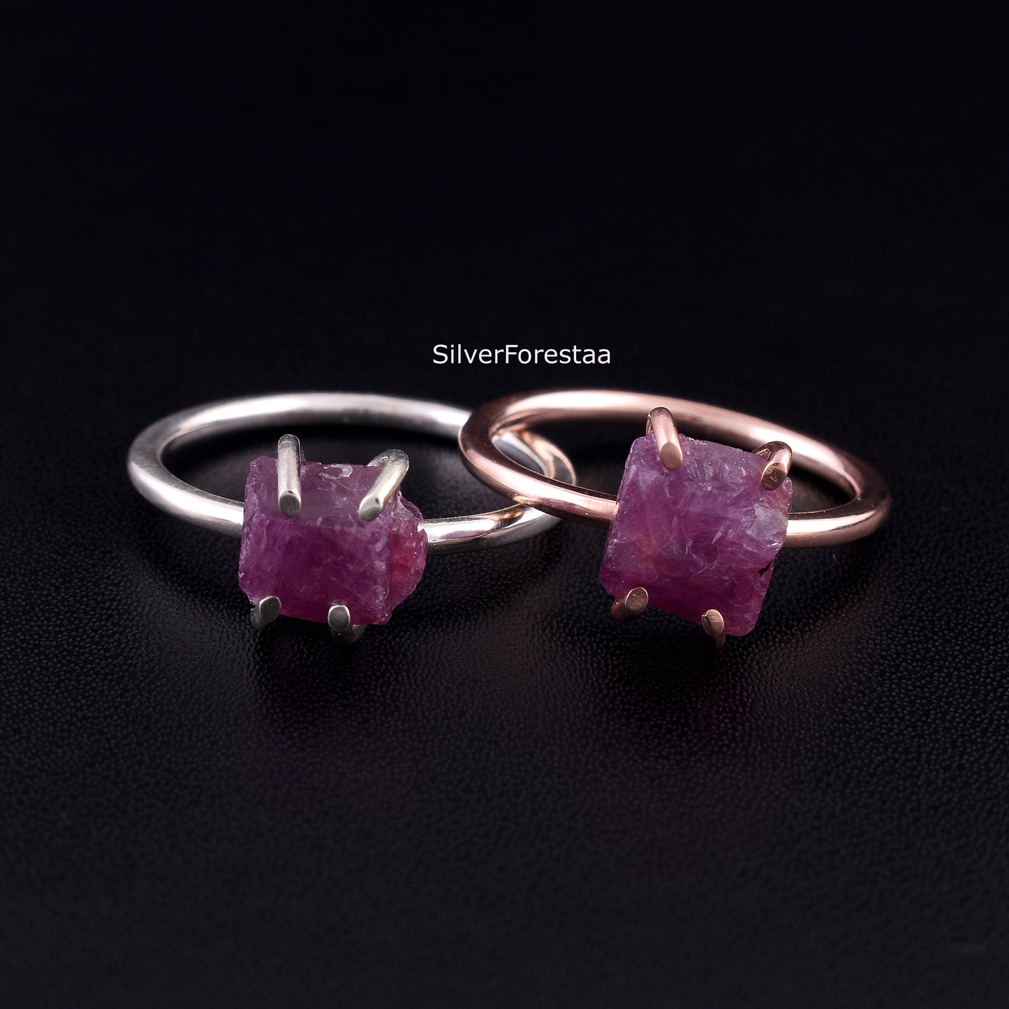 Raw Ruby Ring – Natural Gemstone 925 Sterling Silver Ring