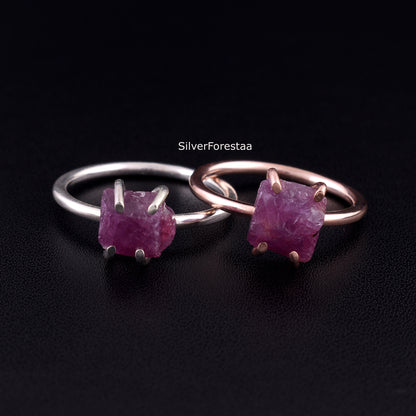 Raw Ruby Ring – Natural Gemstone 925 Sterling Silver Ring