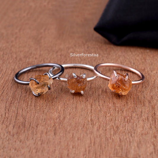 Raw Citrine Ring – Handmade Sterling Silver Gemstone Ring