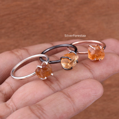 Raw Citrine Ring – Handmade Sterling Silver Gemstone Ring