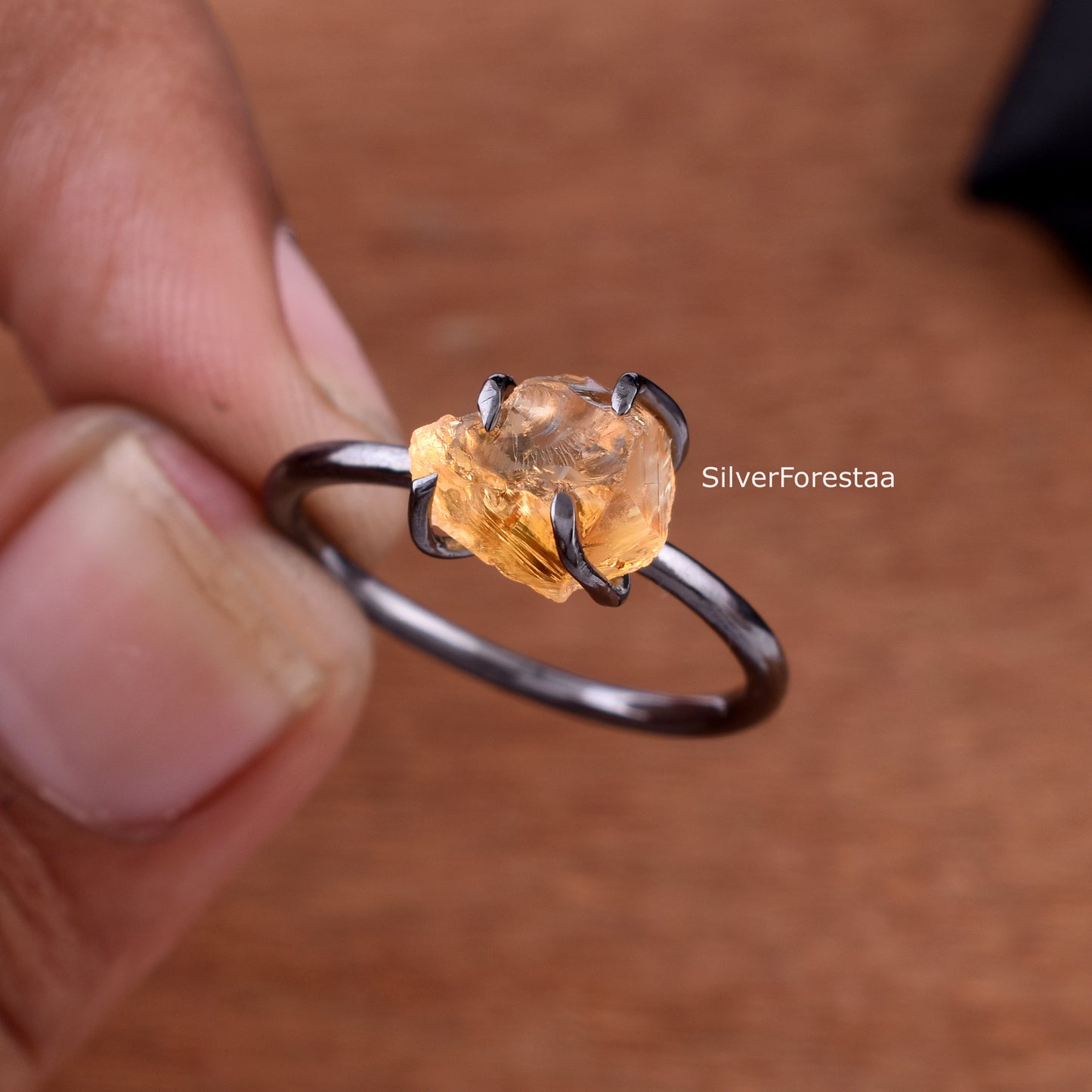Raw Citrine Ring – Handmade Sterling Silver Gemstone Ring