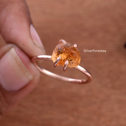 Raw Citrine Ring – Handmade Sterling Silver Gemstone Ring