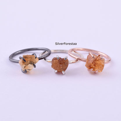 Raw Citrine Ring – Handmade Sterling Silver Gemstone Ring