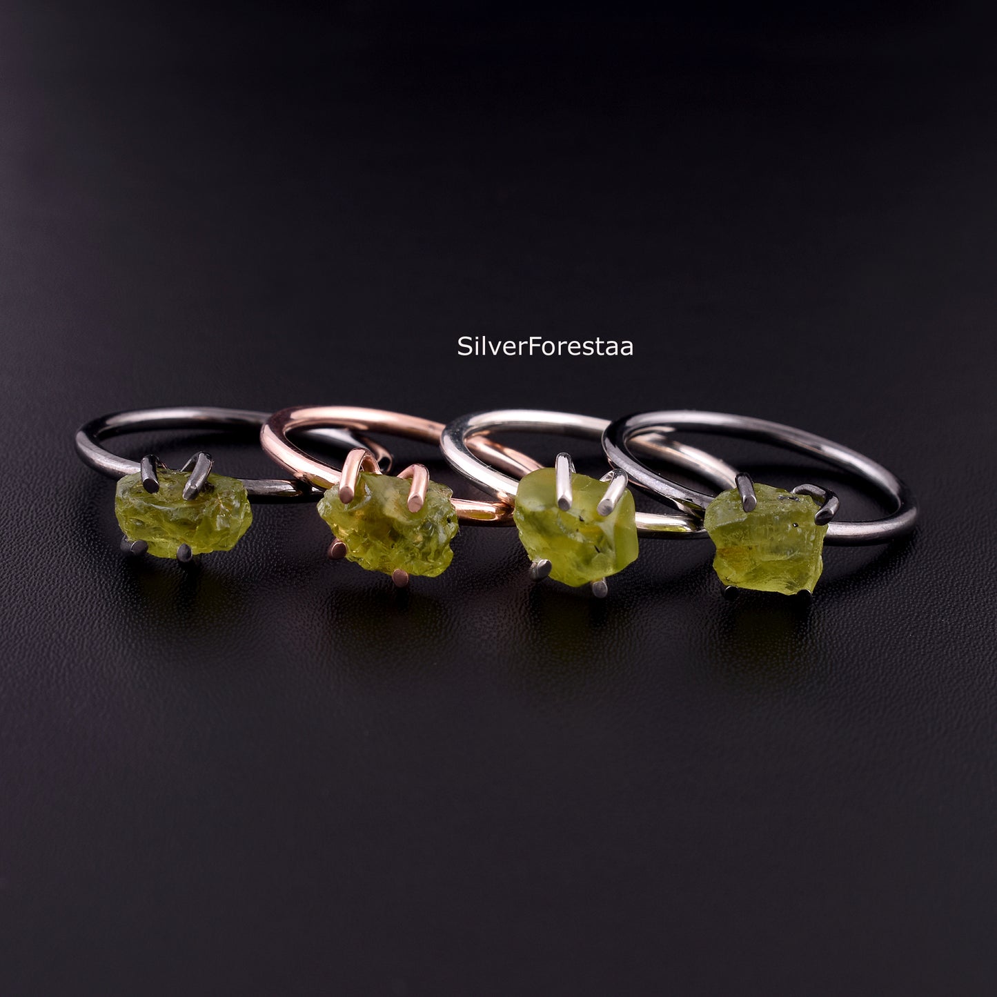 Raw Peridot Ring – Handmade Sterling Silver Gemstone Ring