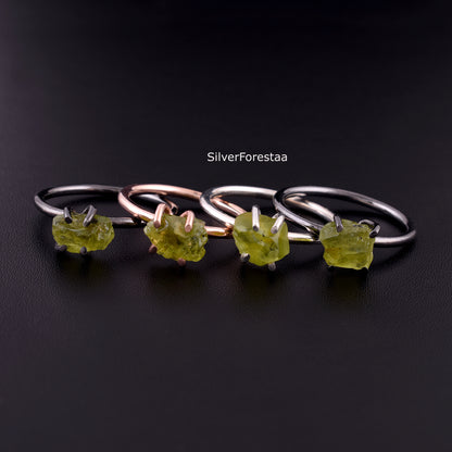 Raw Peridot Ring – Handmade Sterling Silver Gemstone Ring