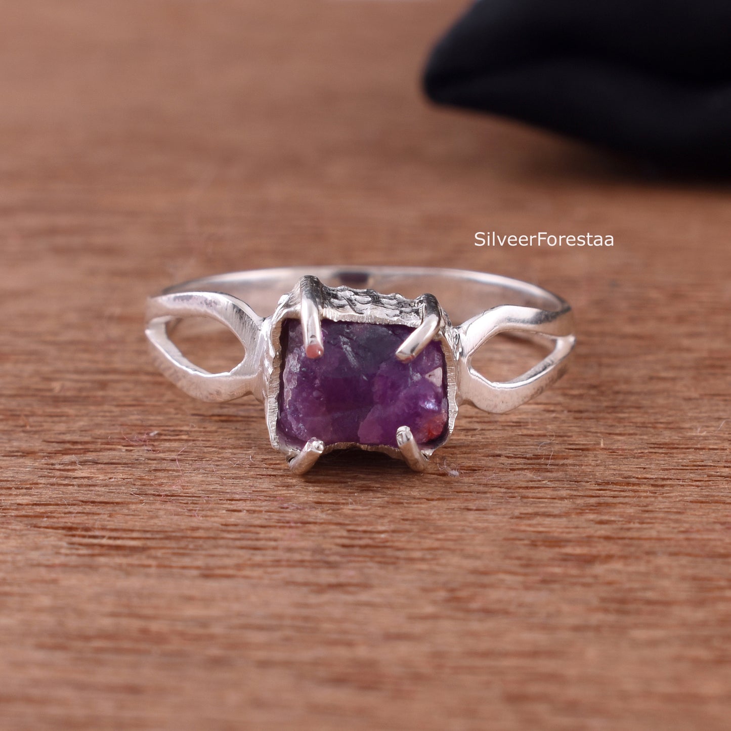 Amethyst Wedding Ring, Natural Gemstone Jewelry