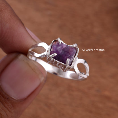 Amethyst Wedding Ring, Natural Gemstone Jewelry