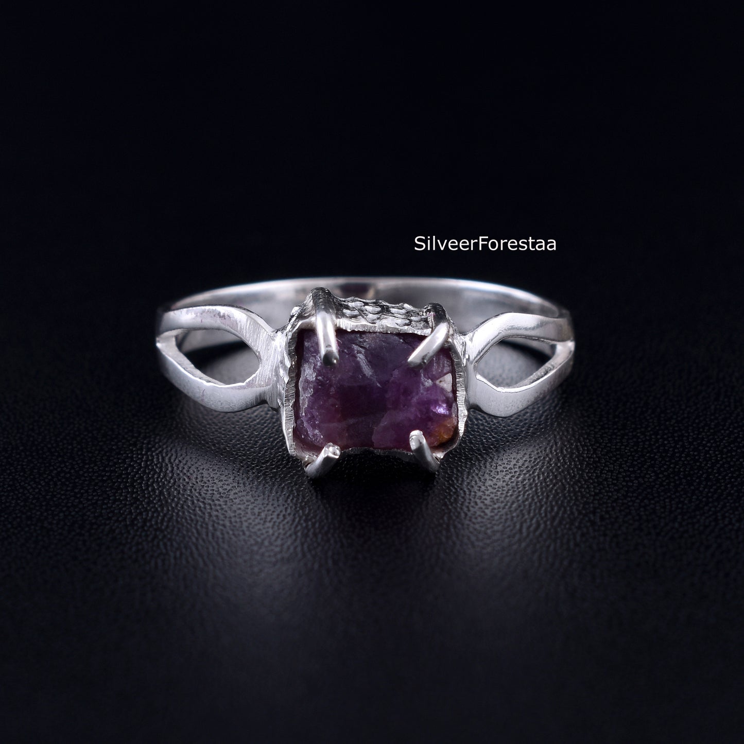 Amethyst Wedding Ring, Natural Gemstone Jewelry