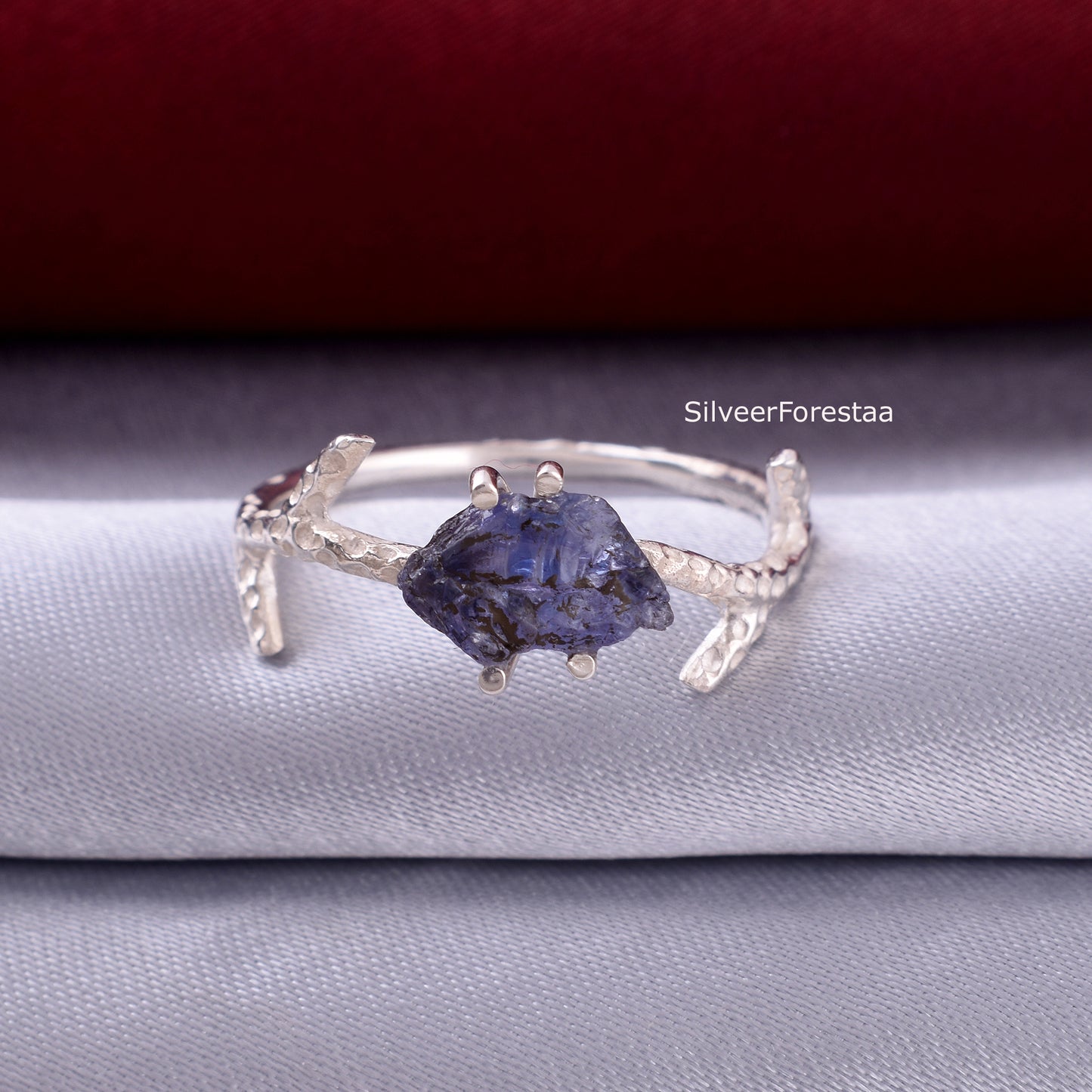 Rough Tanzanite Twig Ring, Handmade Artisan Jewelry