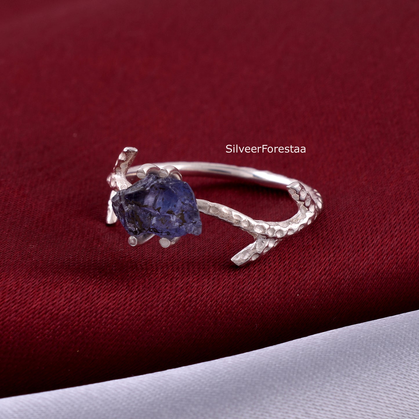 Rough Tanzanite Twig Ring, Handmade Artisan Jewelry