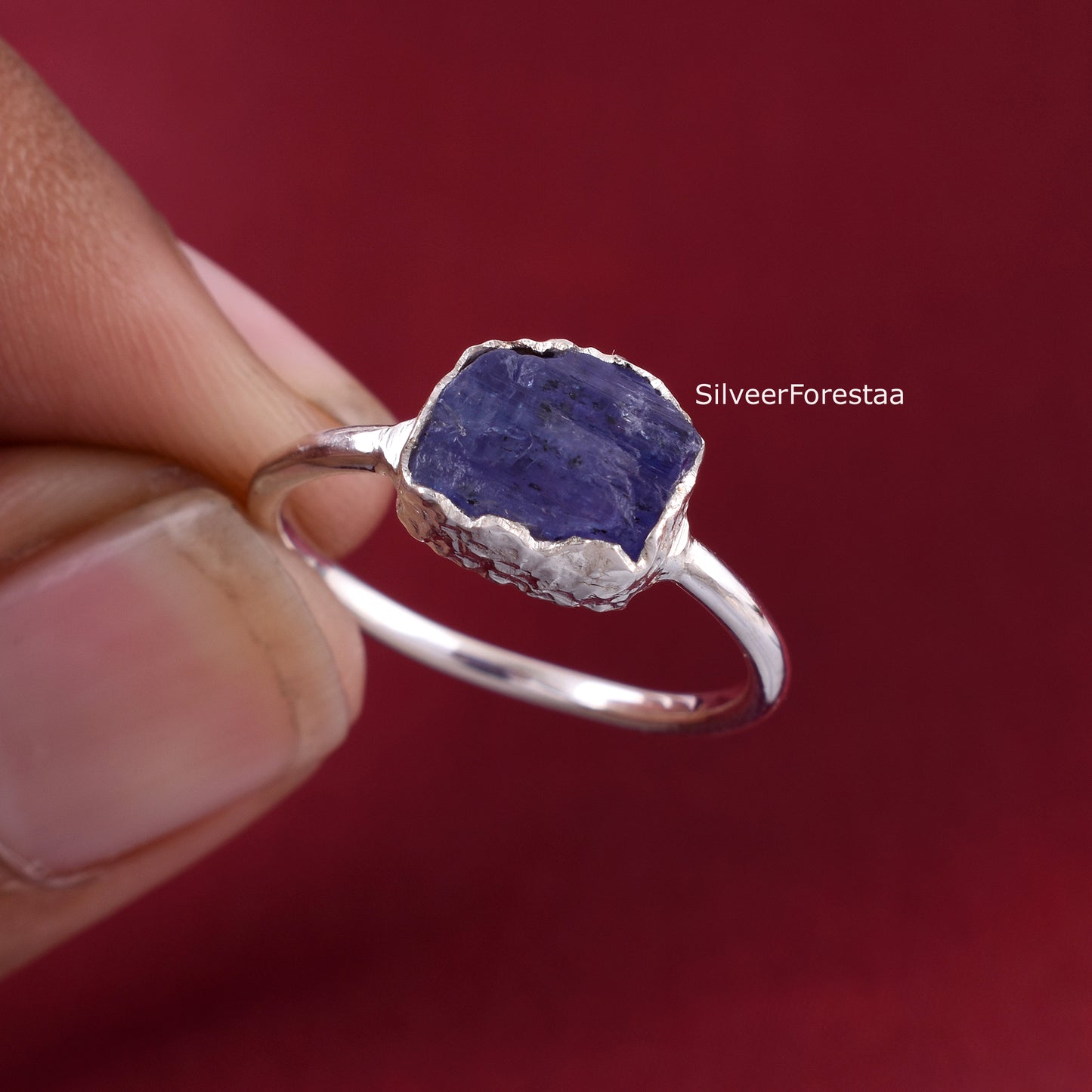 Rough Tanzanite Statement Ring, Gift for Her