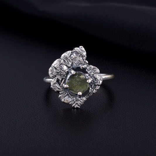 Rare Moldavite Silver Ring – Perfect for Crystal Lovers