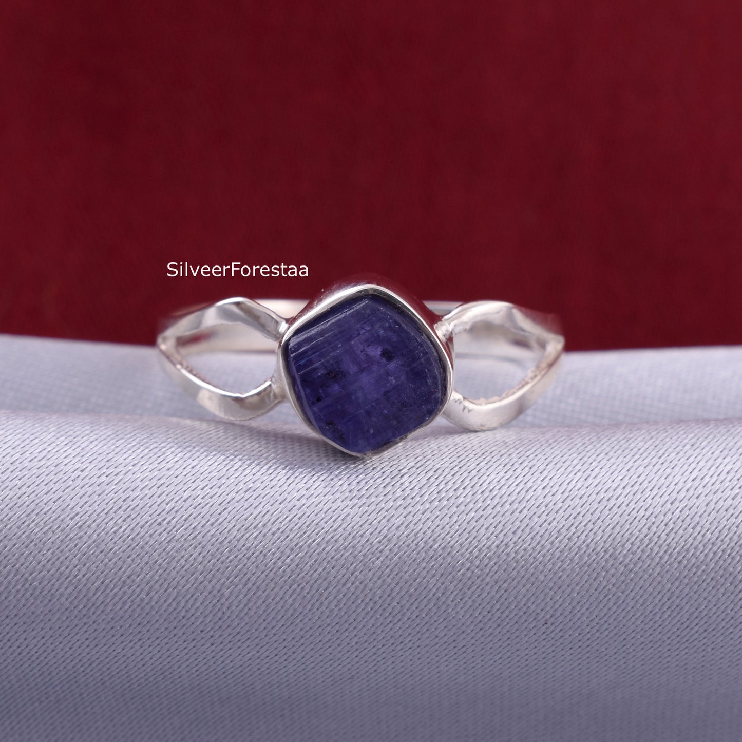 Rough Tanzanite Ring in 925 Sterling Silver - SilverForestaa