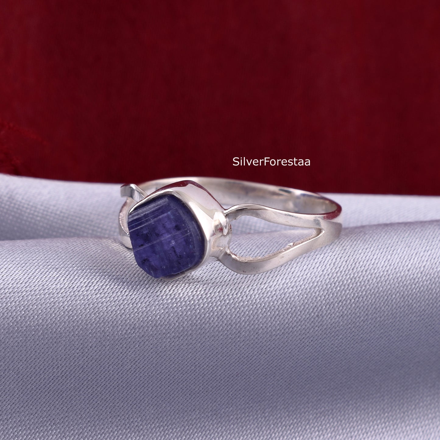 Rough Tanzanite Ring in 925 Sterling Silver - SilverForestaa