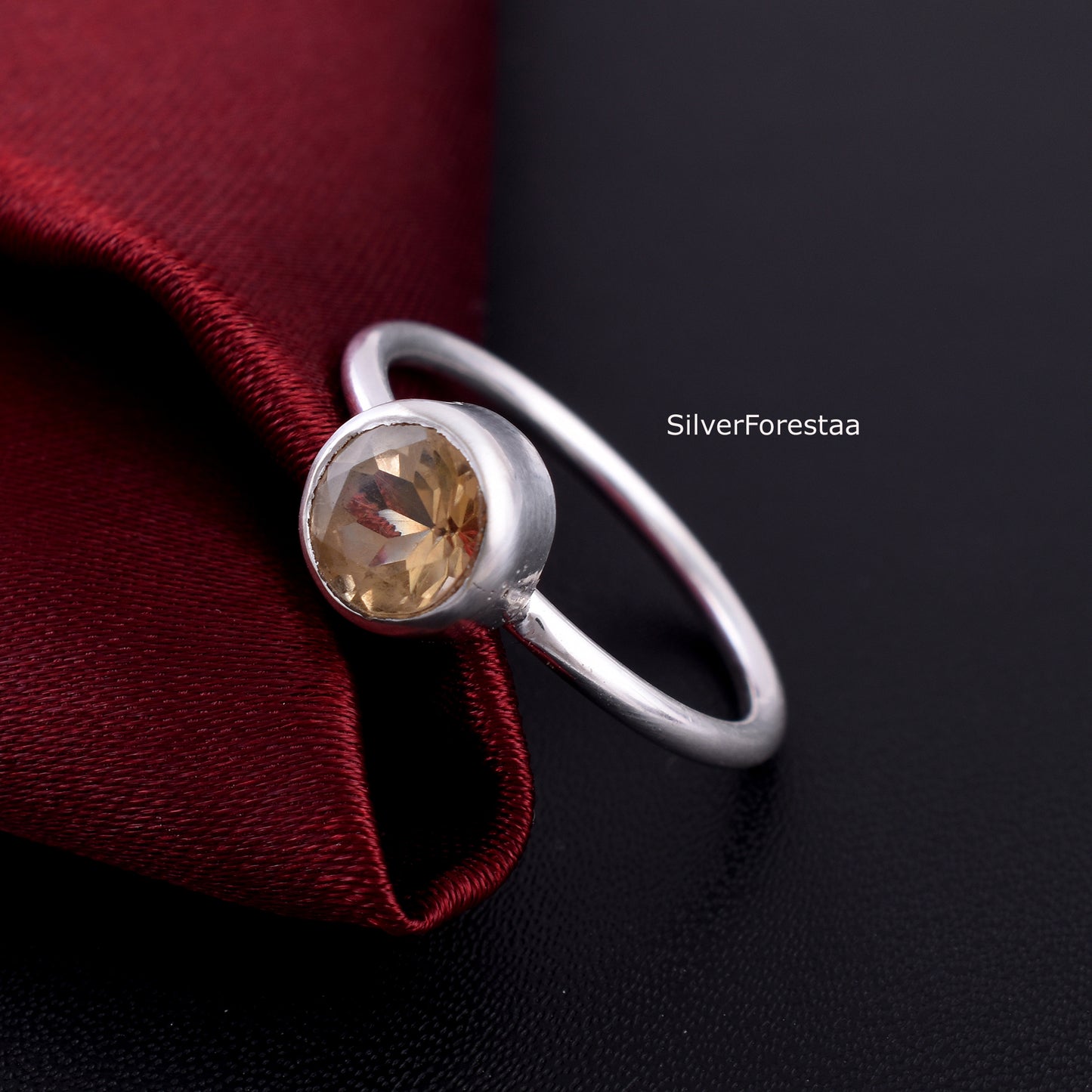 Citrine Ring in 925 Sterling Silver - SilverForestaa