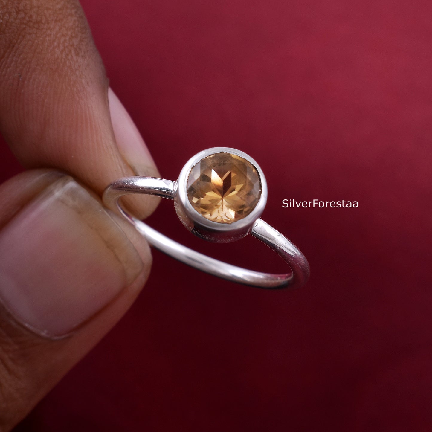 Citrine Ring in 925 Sterling Silver - SilverForestaa