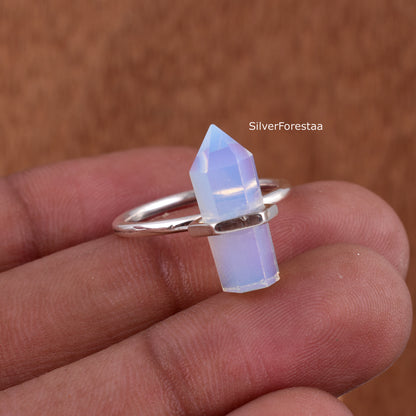 Milky Opal Pencil Shape Ring – 925 Silver Jewelry