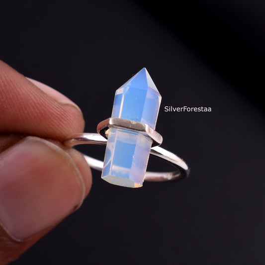 Milky Opal Pencil Shape Ring – 925 Silver Jewelry