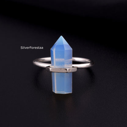 Milky Opal Pencil Shape Ring – 925 Silver Jewelry