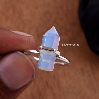 Milky Opal Pencil Shape Ring – 925 Silver Jewelry