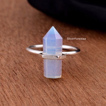 Milky Opal Pencil Shape Ring – 925 Silver Jewelry