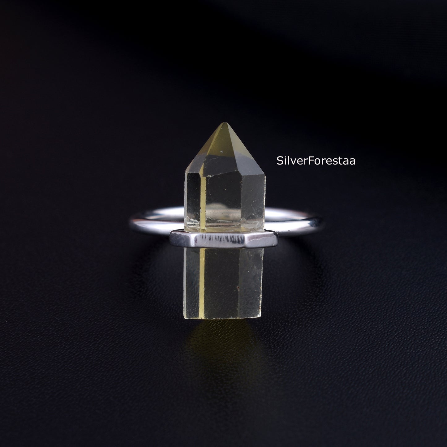 Lemon Quartz Pencil Shape Ring – 925 Silver Jewelry
