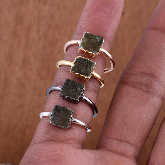 Authentic Moldavite Silver Ring