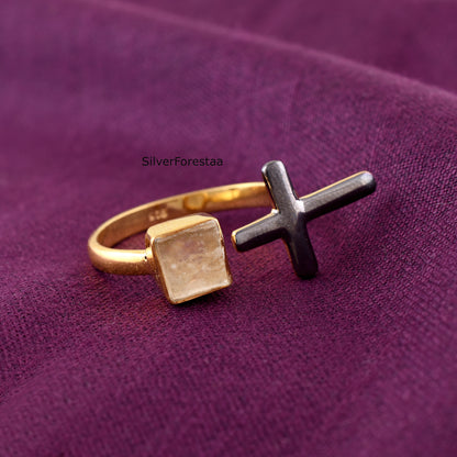 Authentic Libyan Desert Tektite Ring – 925 Silver