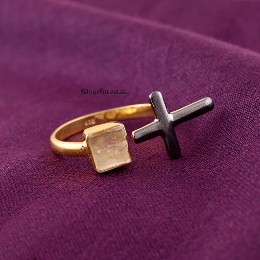 Authentic Libyan Desert Tektite Ring – 925 Silver