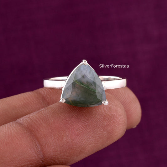 Moss Agate Gemstone Ring - SilverForestaa
