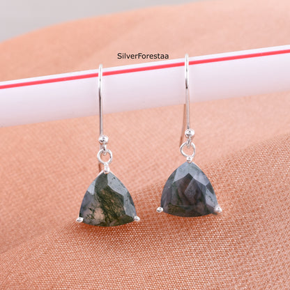 925 Silver Moss Agate Earrings - SilverForestaa