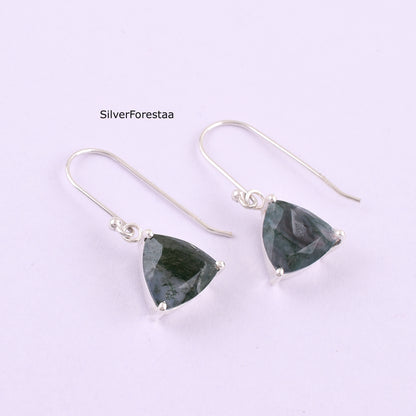 925 Silver Moss Agate Earrings - SilverForestaa