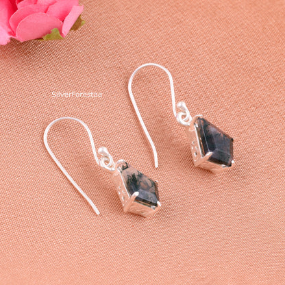 Natural Moss Agate Silver Earrings - SilverForestaa