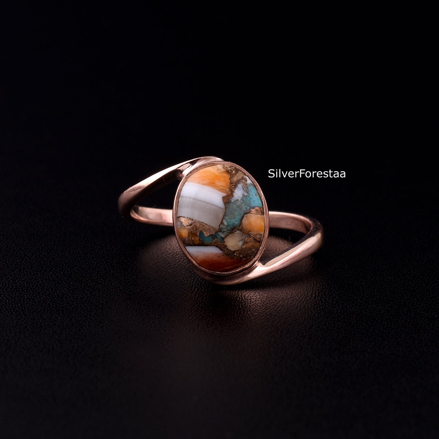 Copper Turquoise Gemstone Ring - Handmade Jewelry