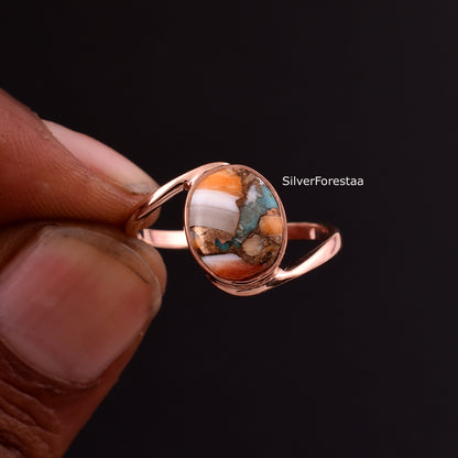 Copper Turquoise Gemstone Ring - Handmade Jewelry