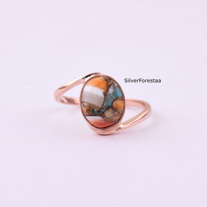 Copper Turquoise Gemstone Ring - Handmade Jewelry