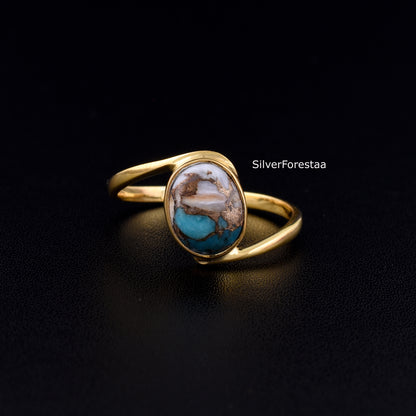 Nature Inspired Spiny Oyster Turquoise Promise Ring