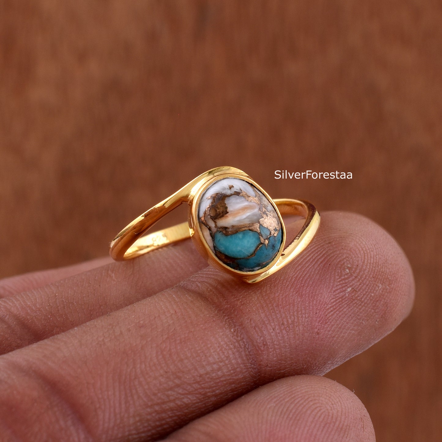 Nature Inspired Spiny Oyster Turquoise Promise Ring