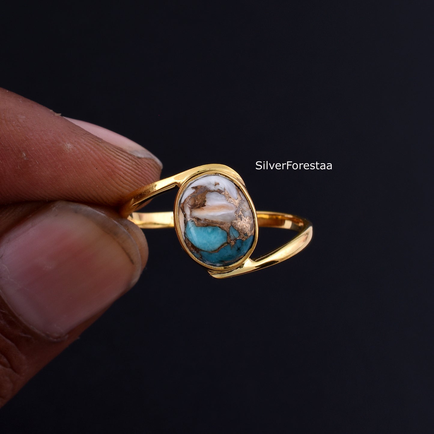Nature Inspired Spiny Oyster Turquoise Promise Ring